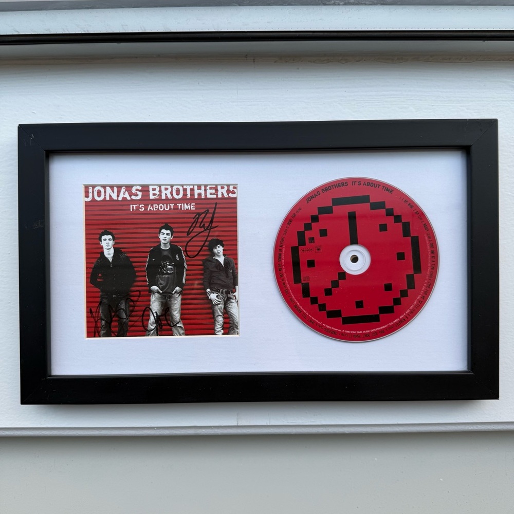 Jonas Brothers Signed It’s About Time CD Framed Autograph Fan Memorabilia